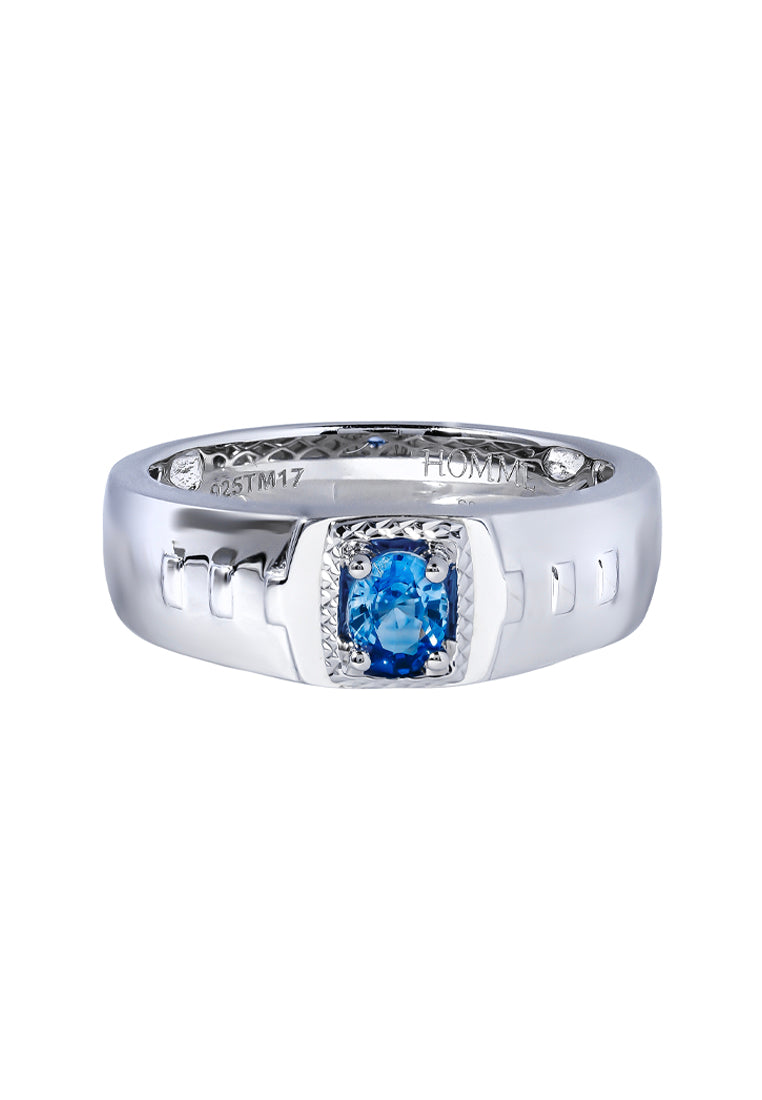TOMEI Homme Collection Sapphire Men Ring, Silver+Palladium