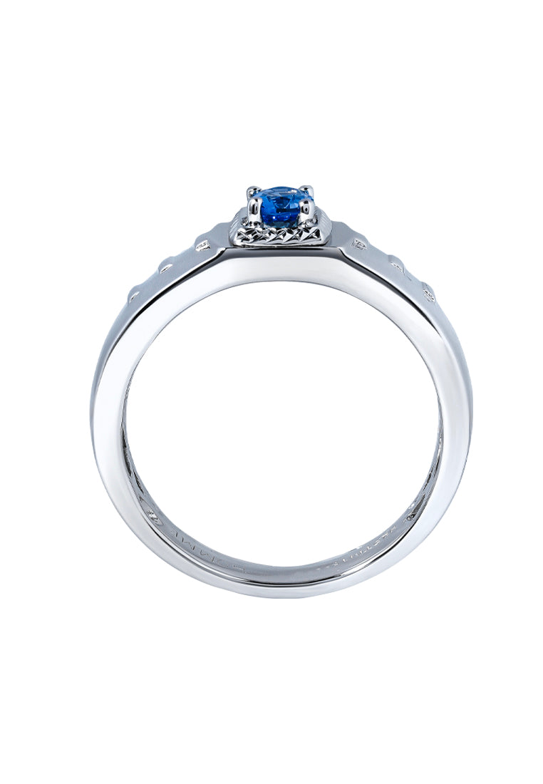 TOMEI Homme Collection Sapphire Men Ring, Silver+Palladium