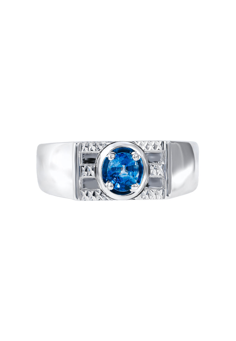 TOMEI Homme Collection Sapphire Men Ring, Silver+Palladium