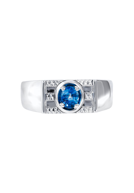 TOMEI Homme Collection Sapphire Men Ring, Silver+Palladium