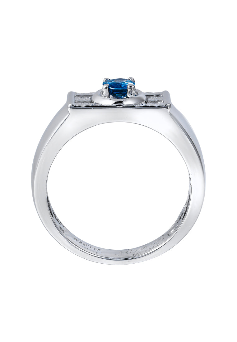 TOMEI Homme Collection Sapphire Men Ring, Silver+Palladium