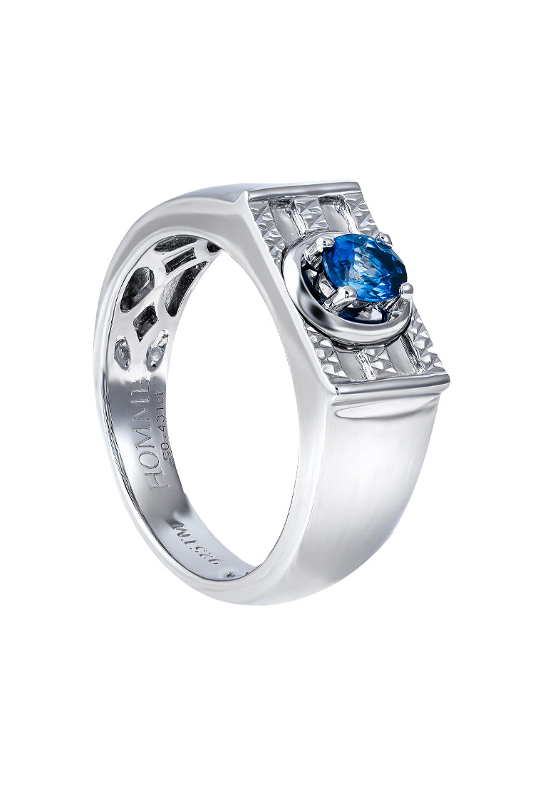 TOMEI Homme Collection Sapphire Men Ring, Silver+Palladium