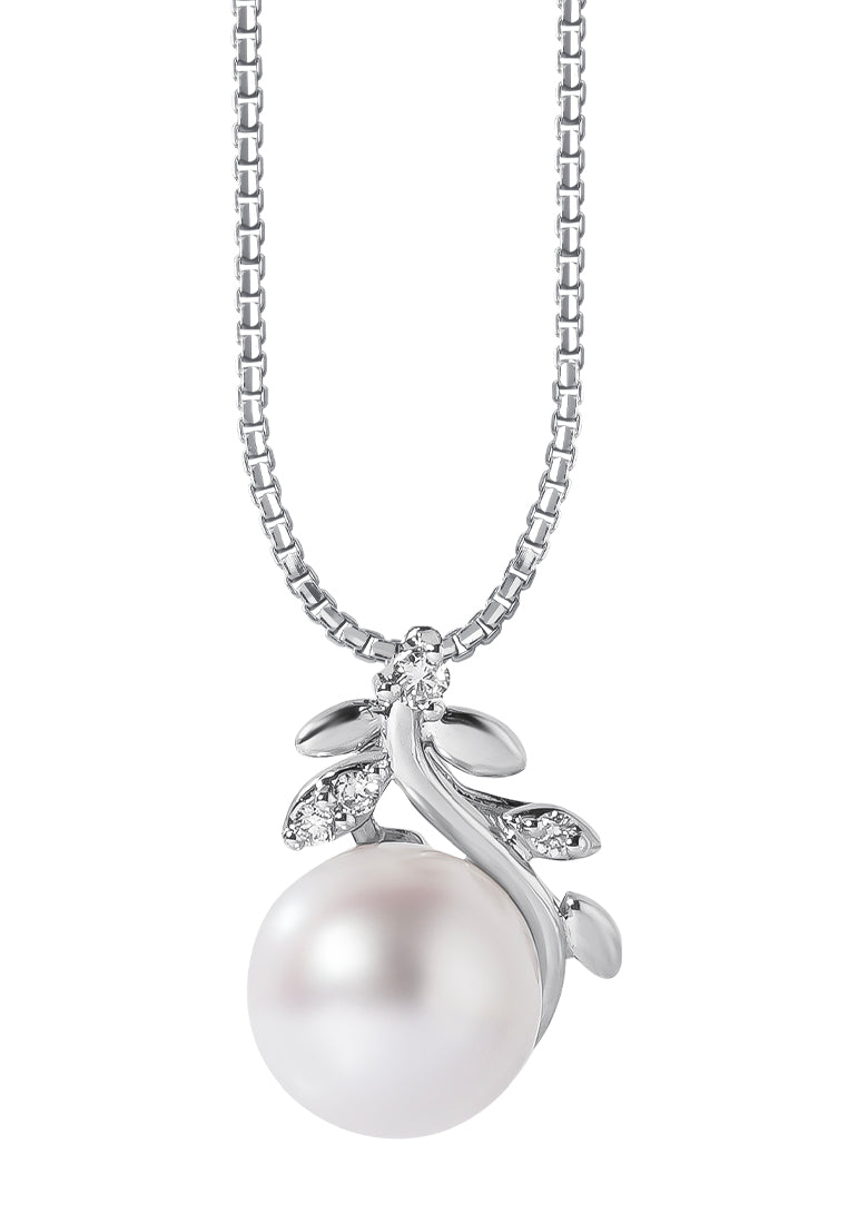 TOMEI Pearl Pendant Set, White Gold 585