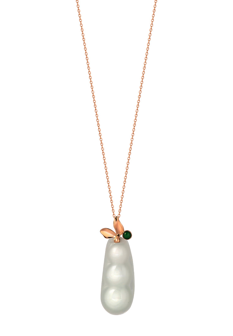 TOMEI Sweet Pea Jadeite Pendant, Rose Gold 750