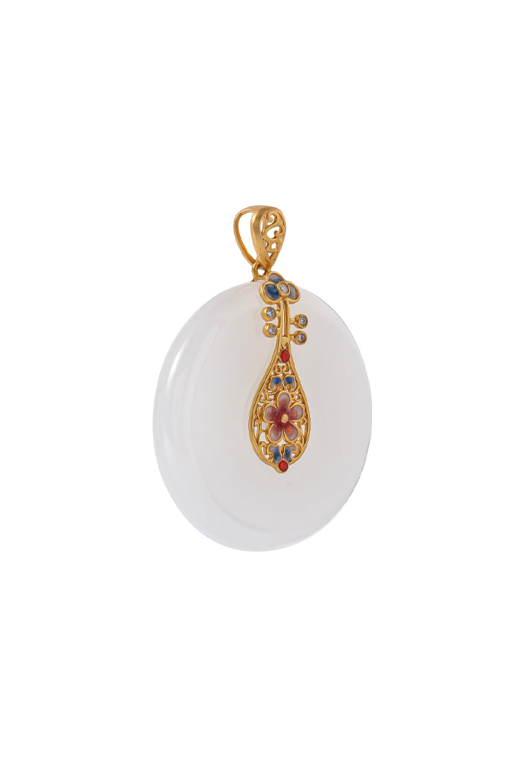TOMEI Nephrite Collection Lute Pendant, Yellow Gold 750