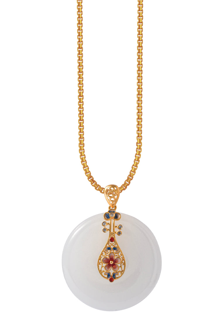 TOMEI Nephrite Collection Lute Pendant, Yellow Gold 750