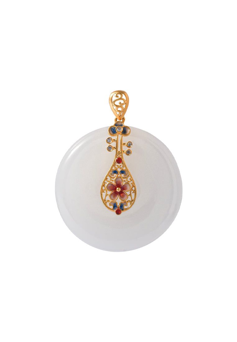 TOMEI Nephrite Collection Lute Pendant, Yellow Gold 750