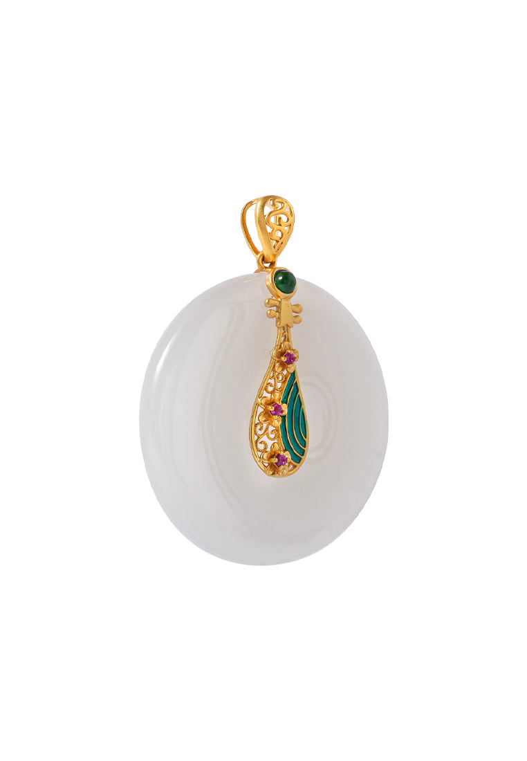 TOMEI Nephrite Collection Lute Pendant, Yellow Gold 750