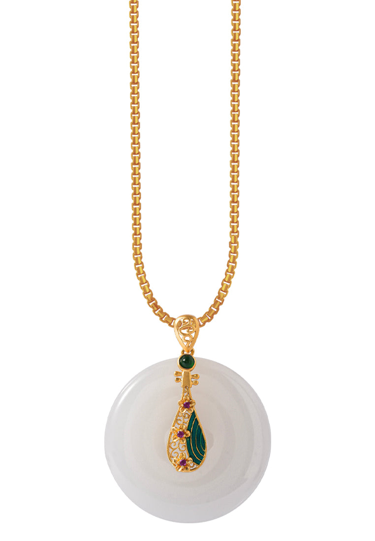 TOMEI Nephrite Collection Lute Pendant, Yellow Gold 750