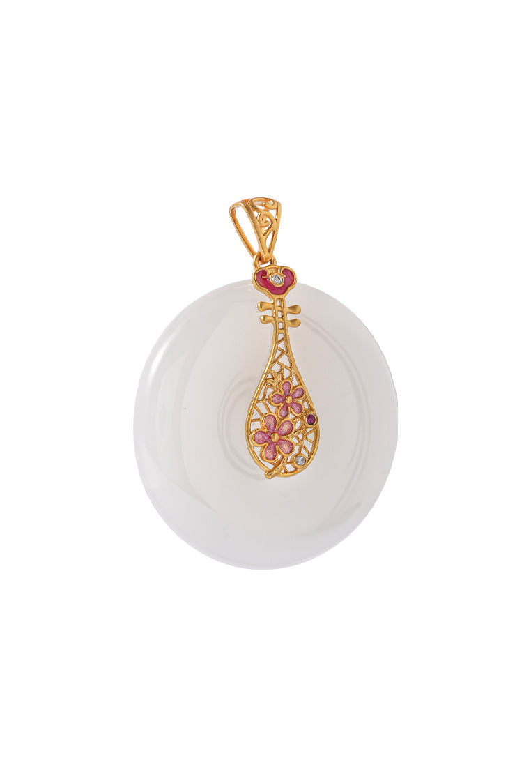 TOMEI Nephrite Collection Lute Pendant, Yellow Gold 750