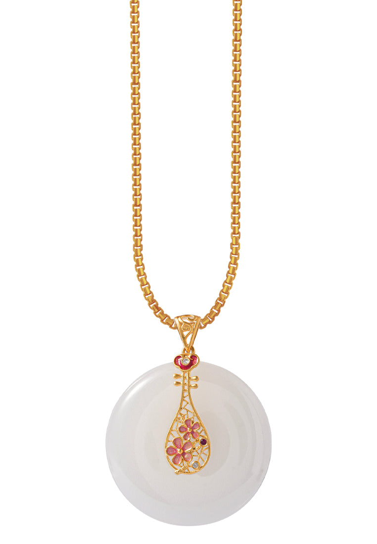 TOMEI Nephrite Collection Lute Pendant, Yellow Gold 750