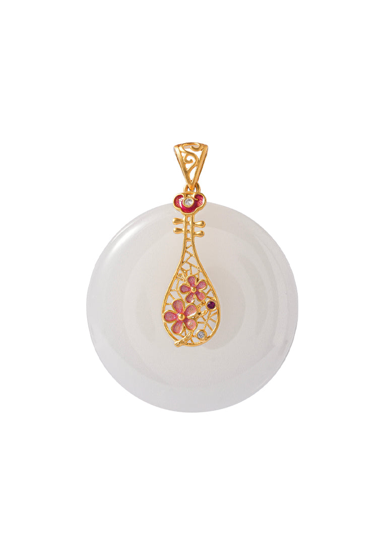 TOMEI Nephrite Collection Lute Pendant, Yellow Gold 750