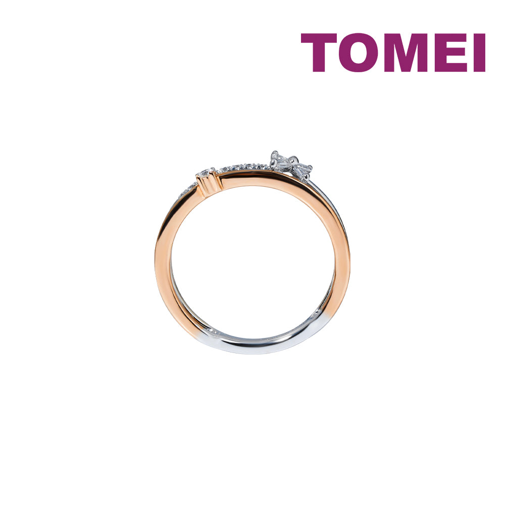 TOMEI Eternal Twine Collection Diamond Ring, White+Rose Gold 585