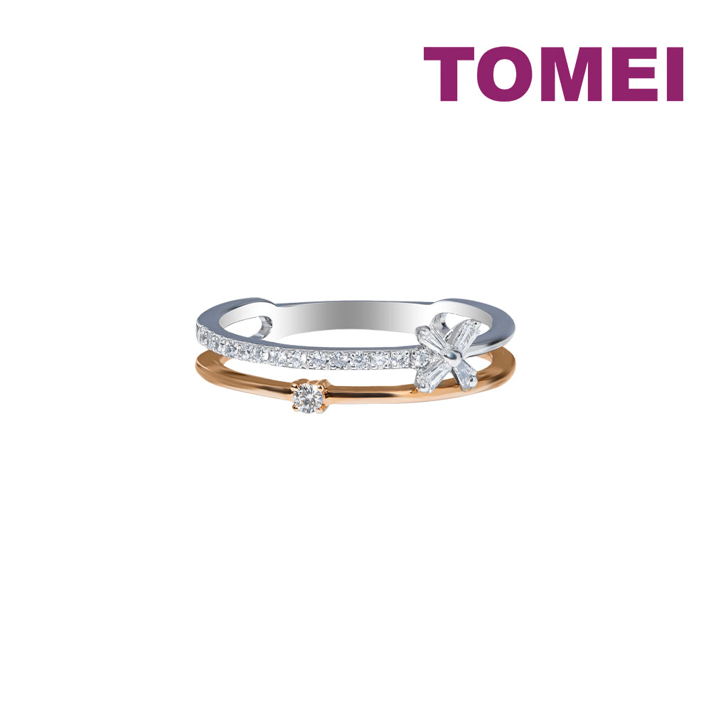 TOMEI Eternal Twine Collection Diamond Ring, White+Rose Gold 585