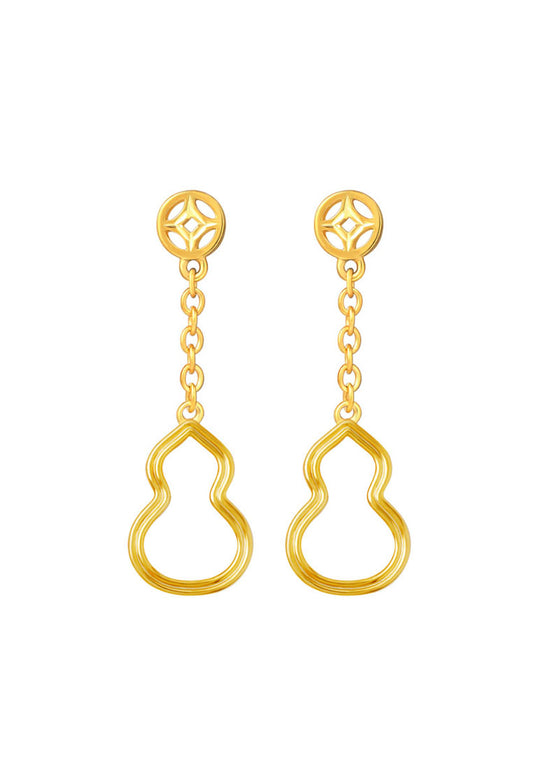TOMEI Dainty Dangling Gourd Earrings, Yellow Gold 916