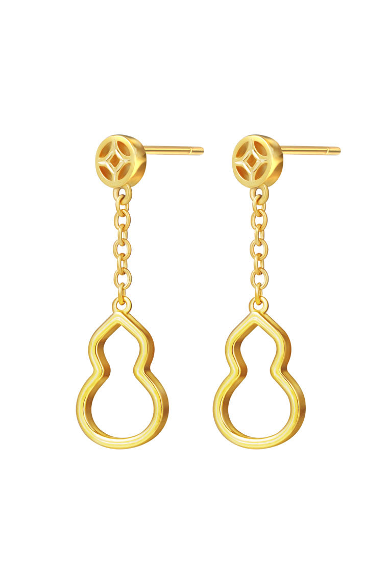 TOMEI Dainty Dangling Gourd Earrings, Yellow Gold 916