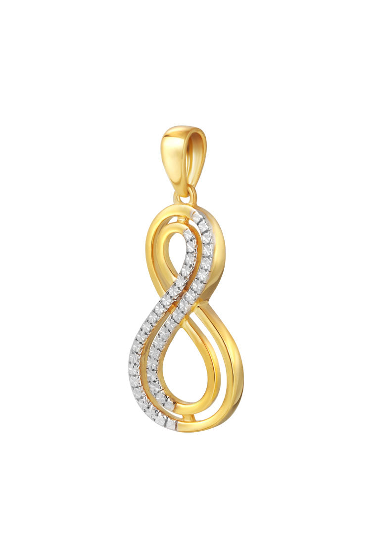 TOMEI Diamond Cut Collection Infinity Pendant, Yellow Gold 916