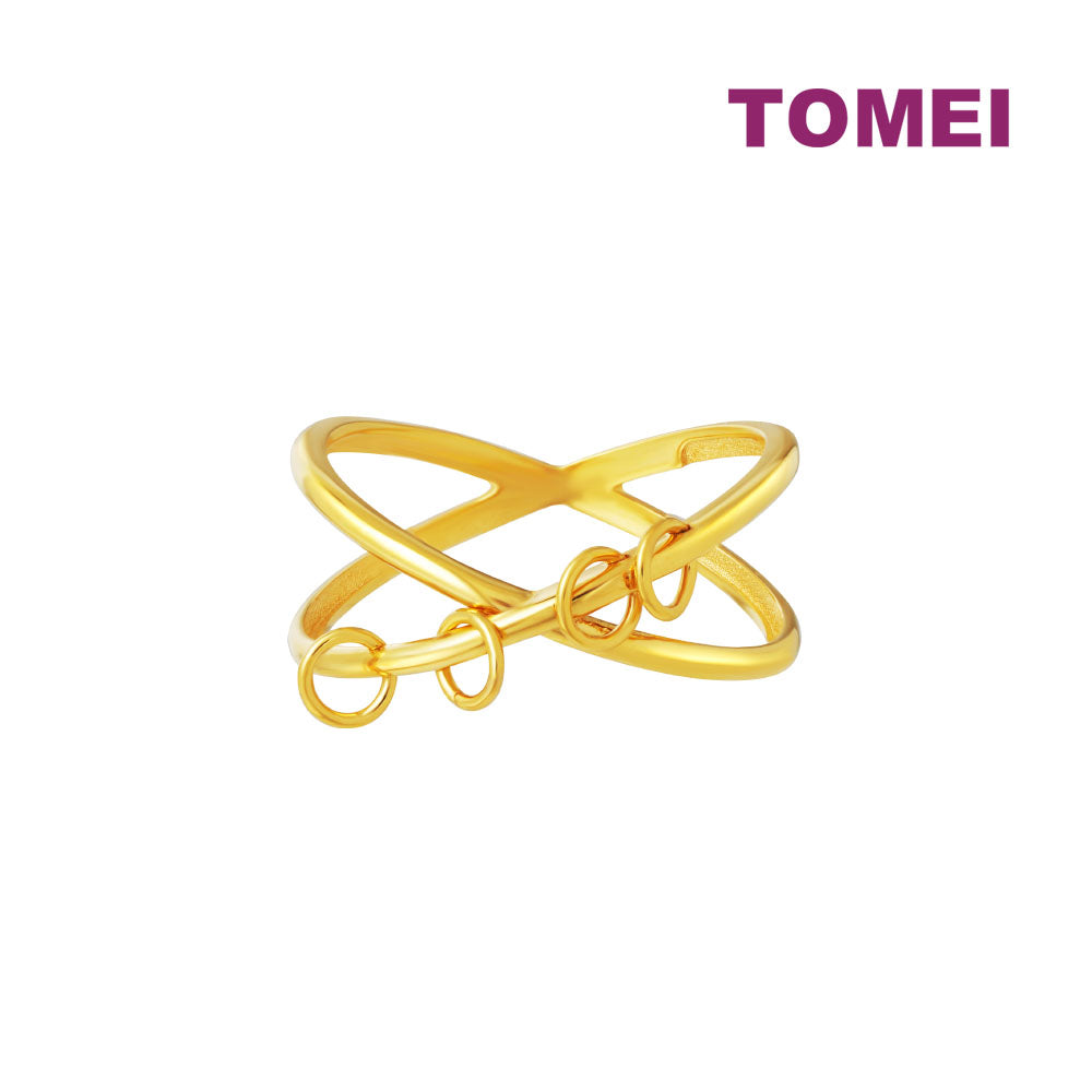 TOMEI Lusso Italia Cross Chains Ring, Yellow Gold 916