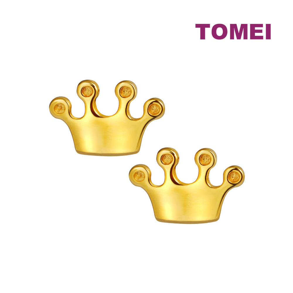 TOMEI Lusso Italia Crown Earrings, Yellow Gold 916