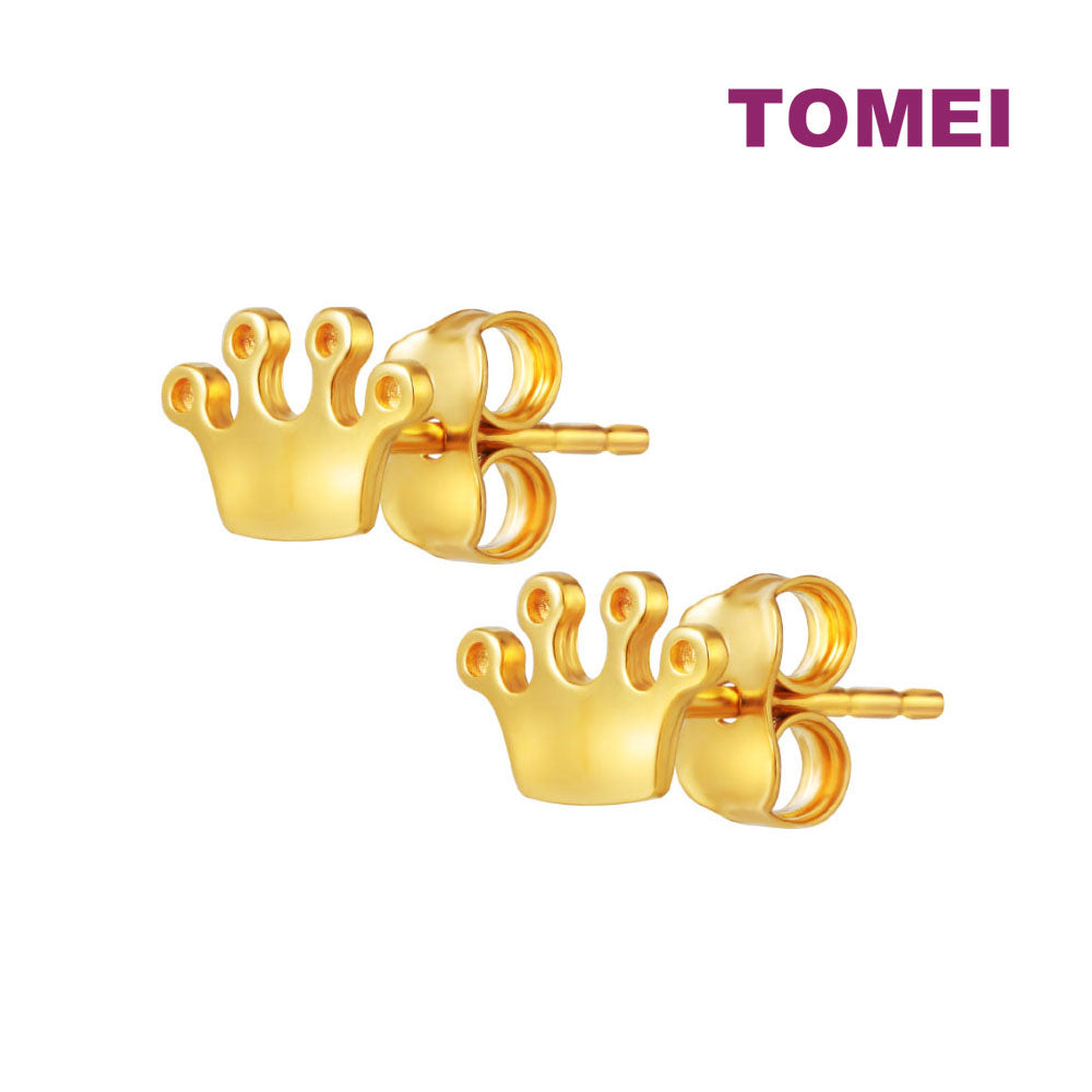TOMEI Lusso Italia Crown Earrings, Yellow Gold 916