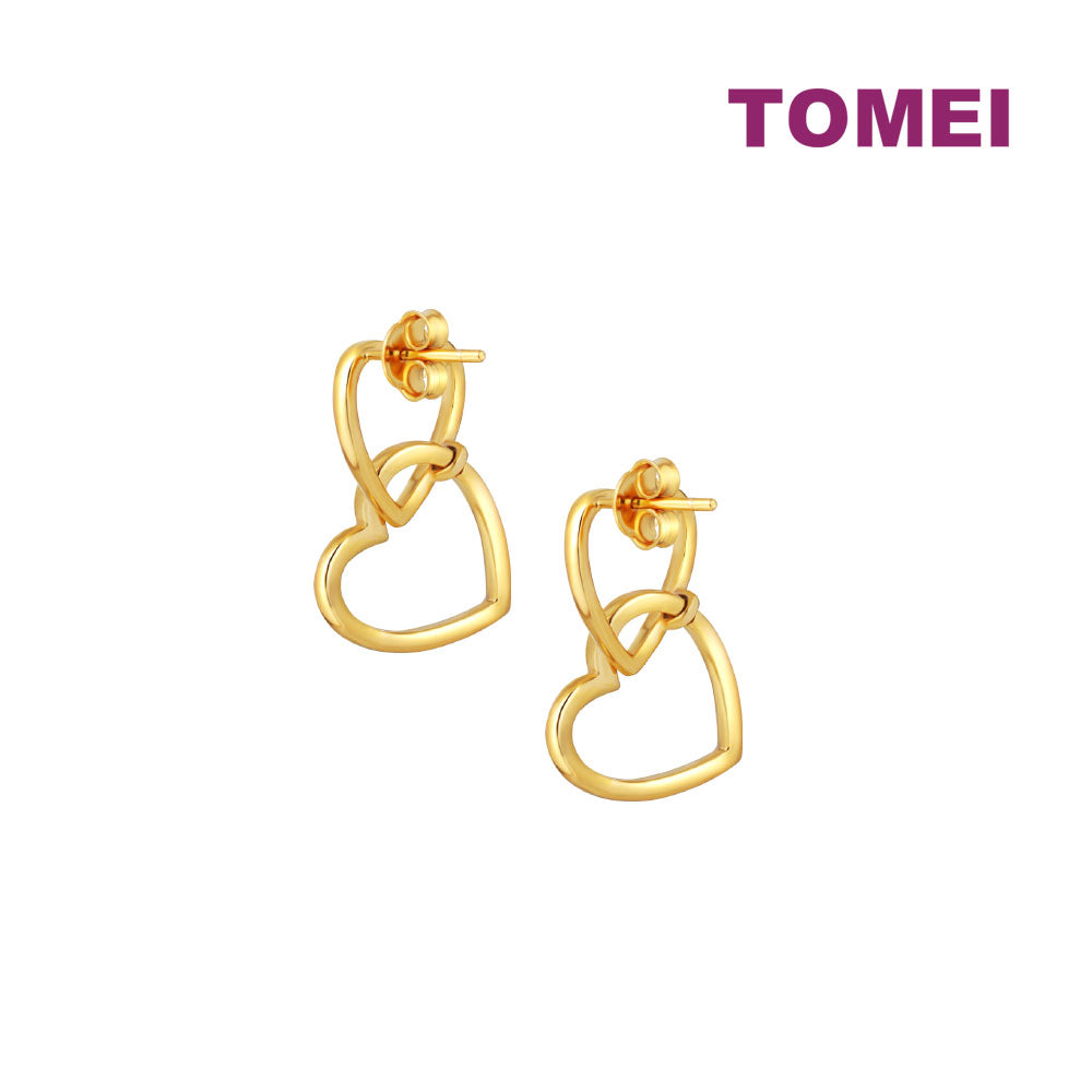 TOMEI Diamond Cut Collection Dangling Love Earrings, Yellow Gold 916