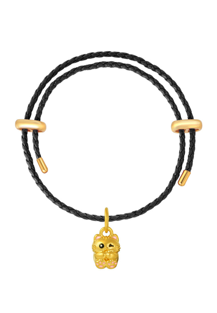 TOMEI Pink Ear Cat Charm, Yellow Gold 999 (5D)
