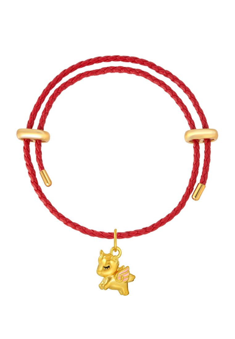 TOMEI Pink Wing Unicorn Charm, Yellow Gold 999 (5D)
