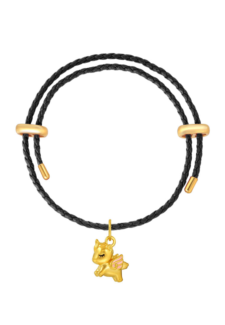 TOMEI Pink Wing Unicorn Charm, Yellow Gold 999 (5D)