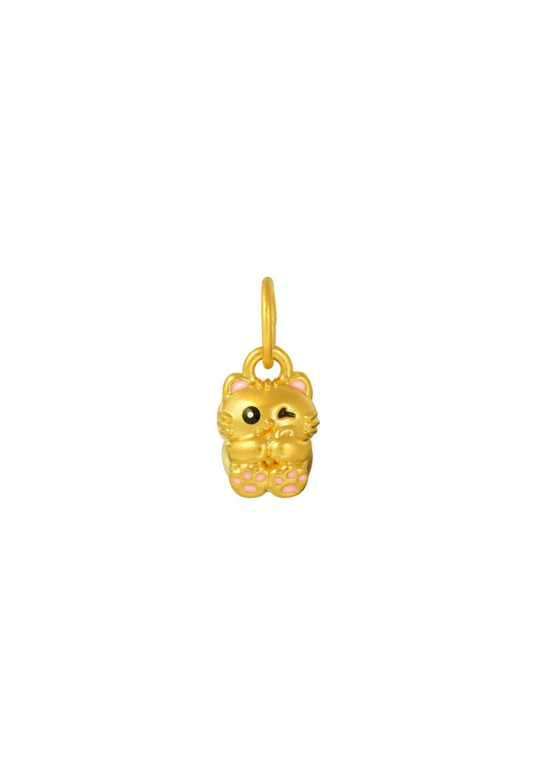 TOMEI Pink Ear Cat Charm, Yellow Gold 999 (5D)