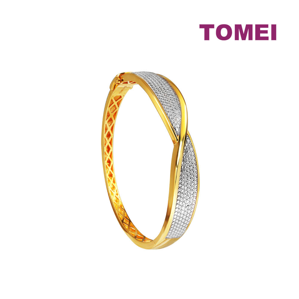 TOMEI Diamond Cut Collection Criss-Cross Bangle, Yellow Gold 916