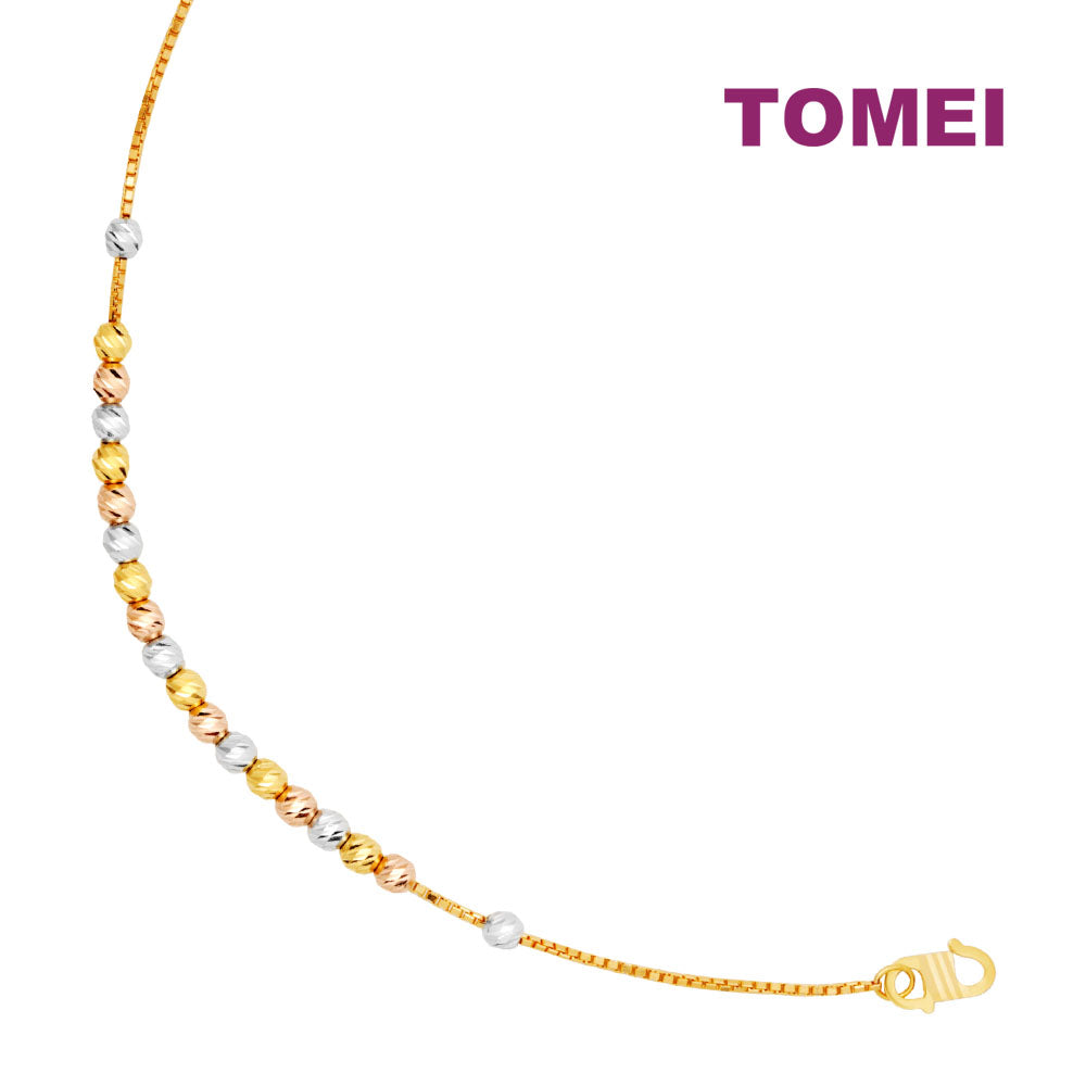 TOMEI Tri-Tone Beads Bracelet, Yellow Gold 916