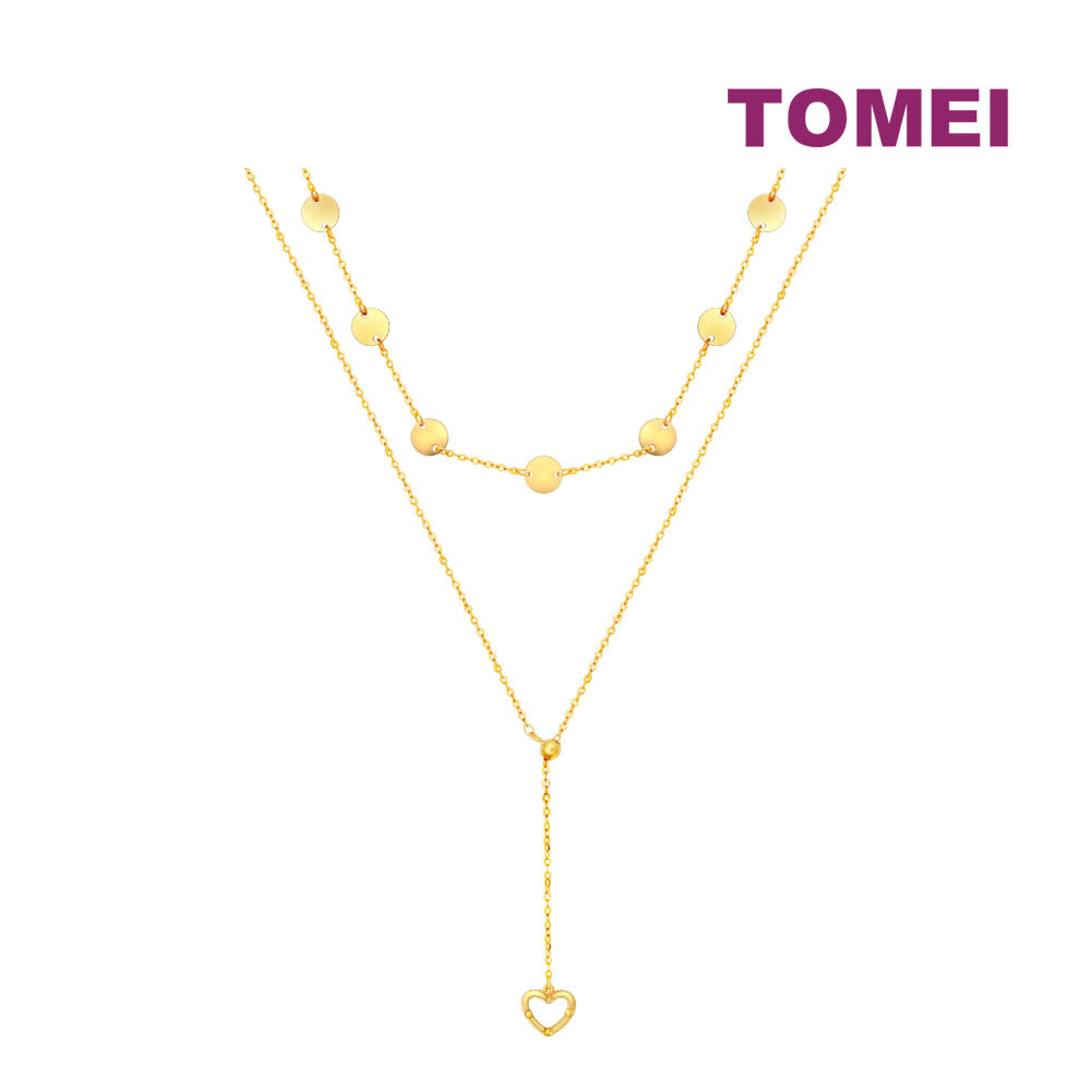 TOMEI Lusso Italia Dual-Layer Heart Necklace, Yellow Gold 916