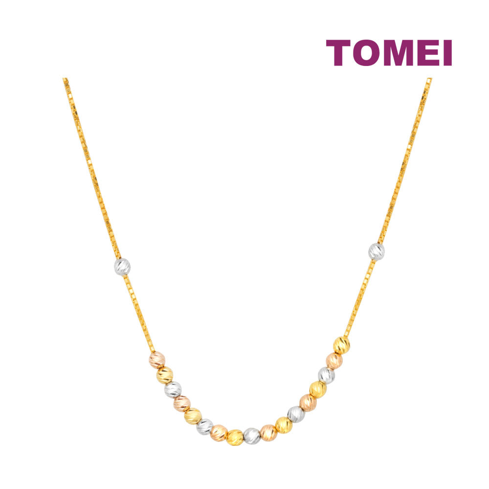 TOMEI Tri-Tone Beads Necklace, Yellow Gold 916