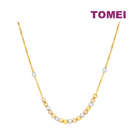 TOMEI Tri-Tone Beads Necklace, Yellow Gold 916