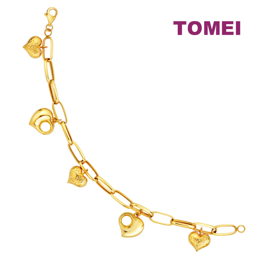 TOMEI Lusso Italia Dangling Love Bracelet, Yellow Gold 916