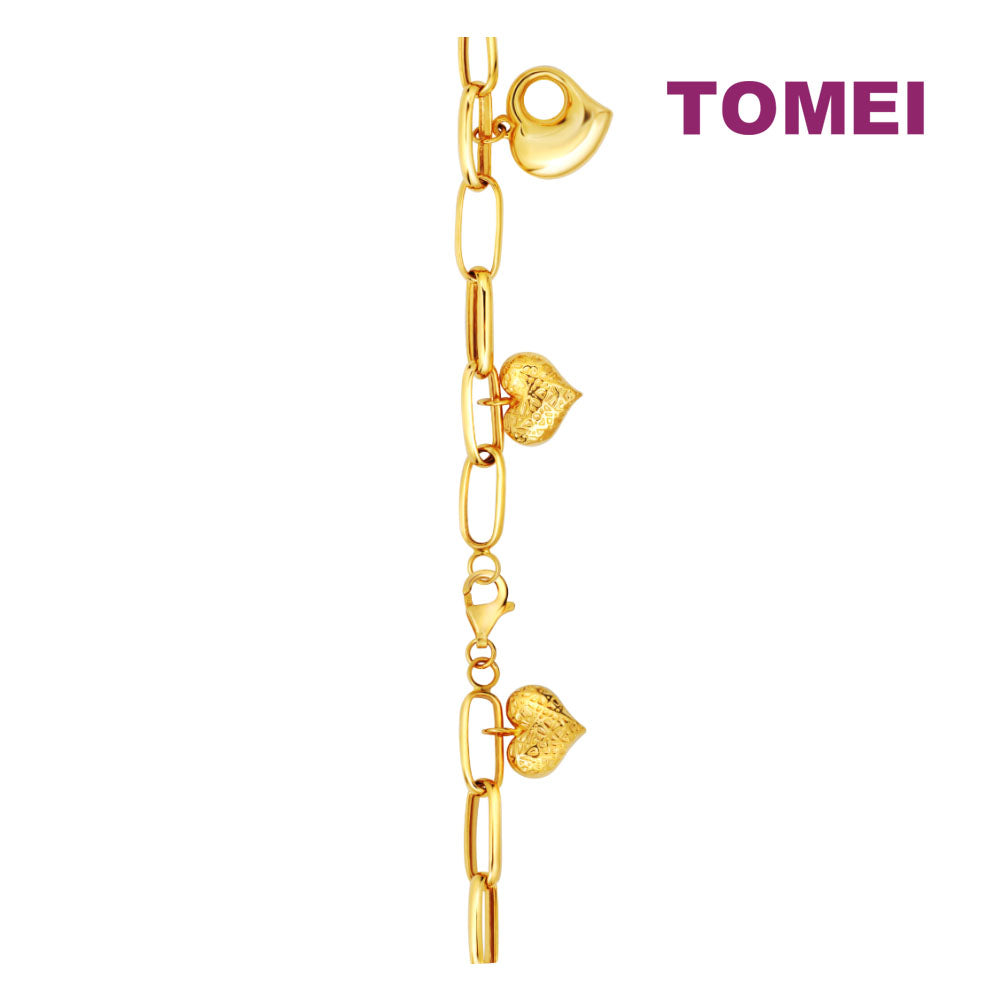 TOMEI Lusso Italia Dangling Love Bracelet, Yellow Gold 916