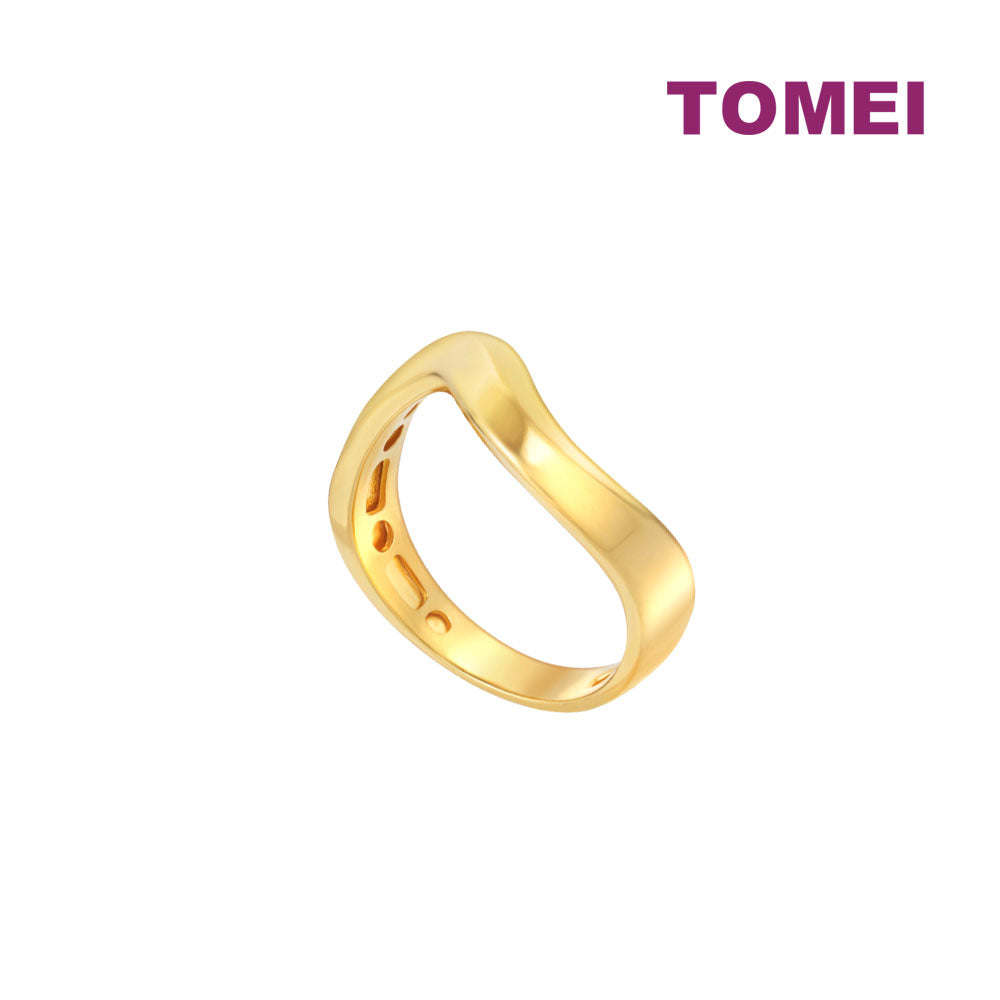 TOMEI High-polish Wavy Ring, Yellow Gold 916