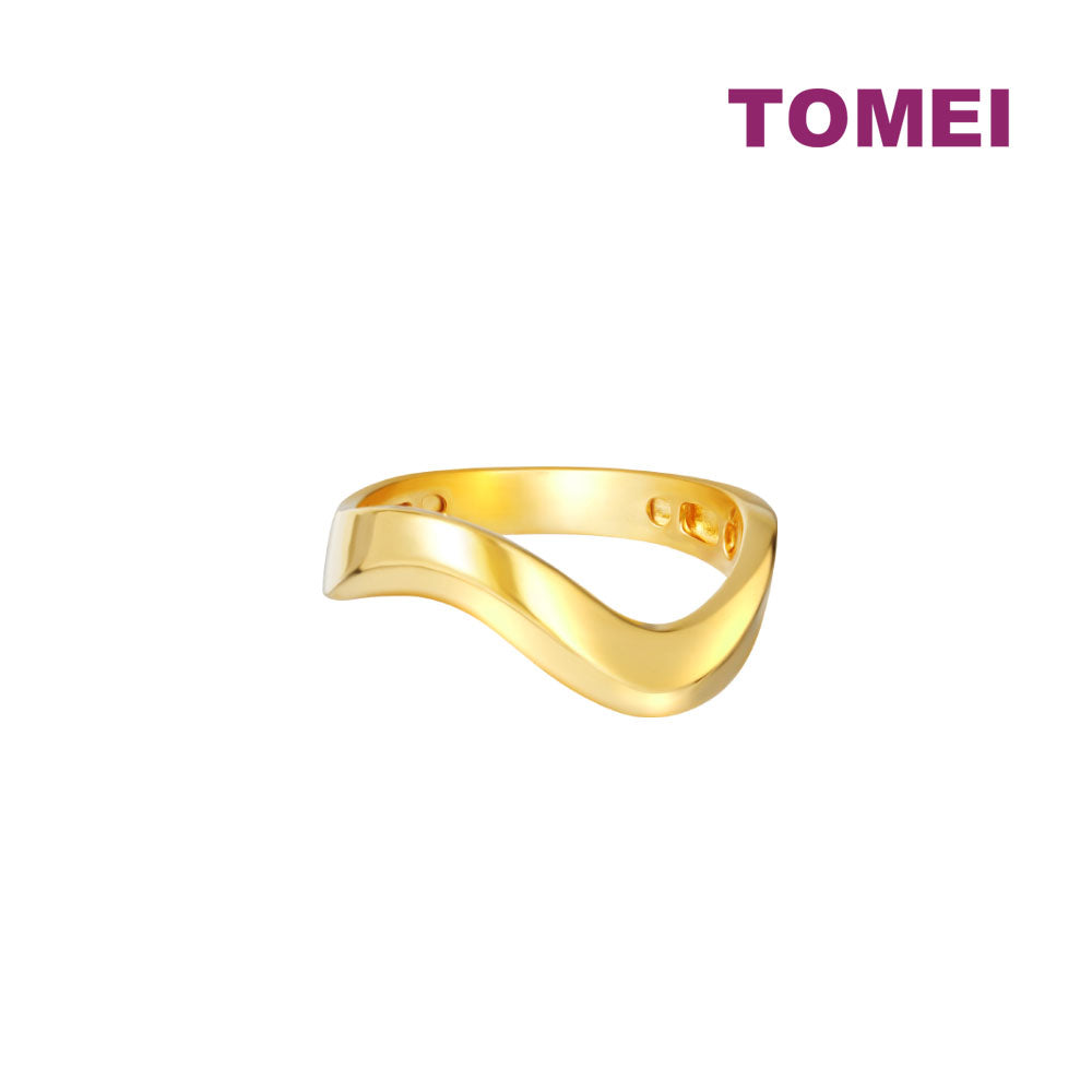 TOMEI High-polish Wavy Ring, Yellow Gold 916