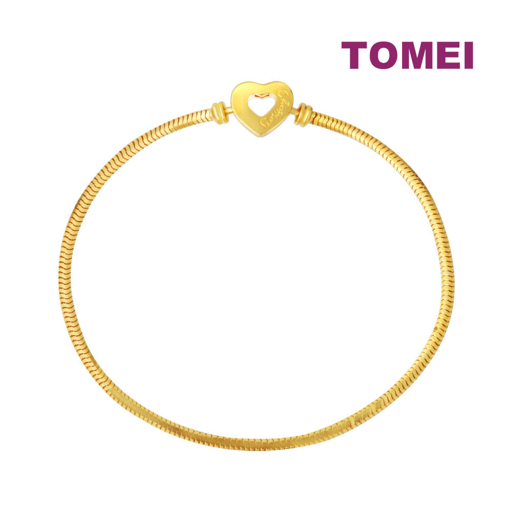 TOMEI Chomel Love Bracelet, Yellow Gold 916 (TM-YG1178B-18CM-1C)