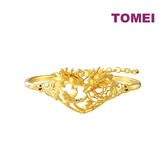 TOMEI Dragon and Phoenix Bangle, Yellow Gold 916