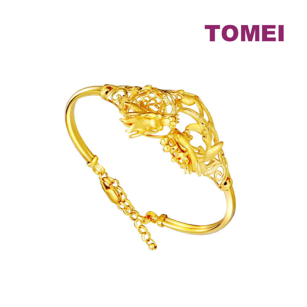 TOMEI Dragon and Phoenix Bangle, Yellow Gold 916