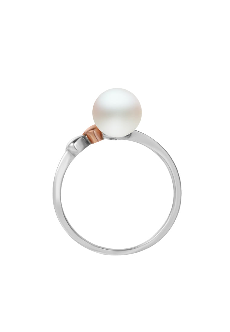 TOMEI Pearlette Ring, White+Rose Gold 375