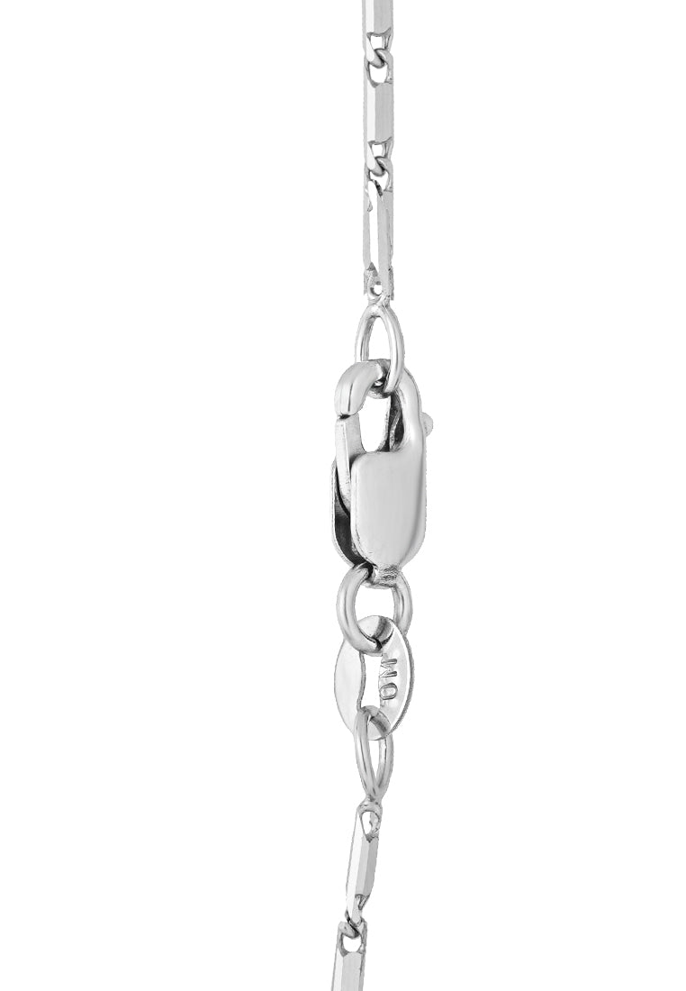 TOMEI Cylinder Link Necklace, White Gold 750