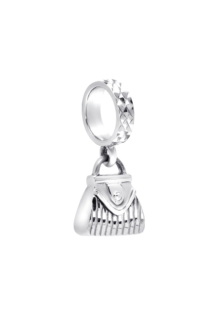 TOMEI Dangling Handbag Charm, White Gold 585