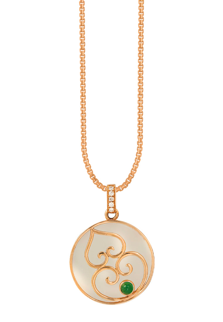 TOMEI Nephrite Collection Hulu Pendant, Rose Gold 750
