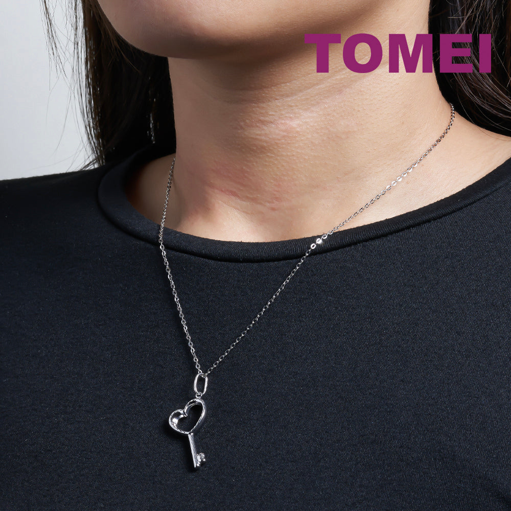 TOMEI Key Love Pendant, White Gold 750