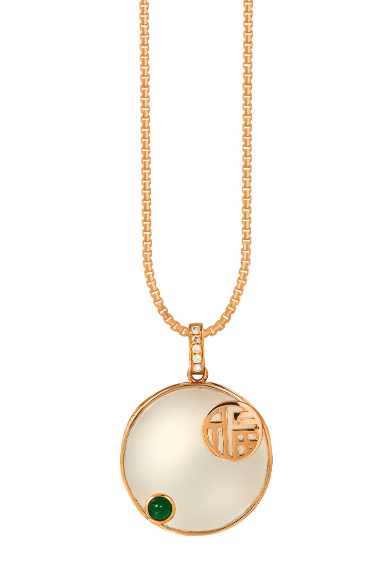 TOMEI Nephrite Collection Pendant, Rose Gold 750