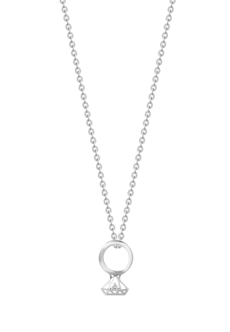 TOMEI Diamond Pendant Set, White Gold 375/585