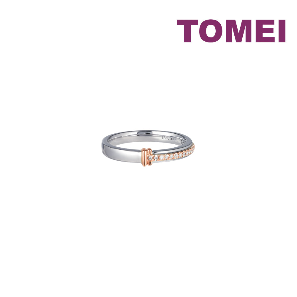 TOMEI【爱的羁绊】Evermore Couple Ring, White+Rose Gold 750