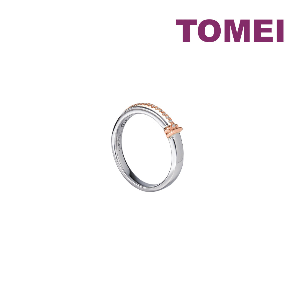 TOMEI【爱的羁绊】Evermore Couple Ring, White+Rose Gold 750
